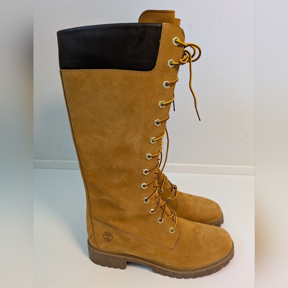 Timberland New Premium 14" Waterproof Lace Up Boots Wheat Nubuck Women’s Size 10 - Picture 5 of 14